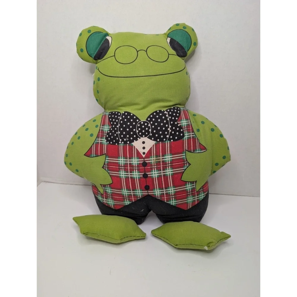 Vintage Dapper Down Filled Hand Sewn‎ Frog Vest Plaid Glasses